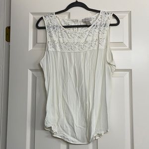 Loft XL cream tank top with lace at top
